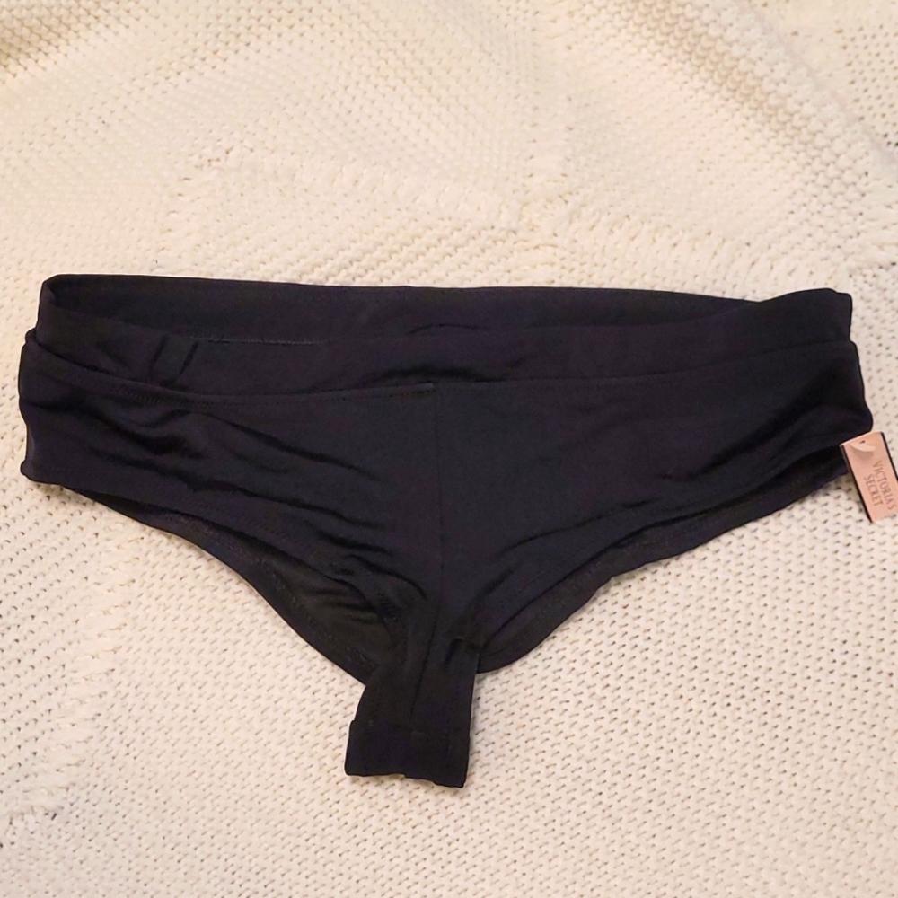 Victoria's Secret Black Ruched Bikini Bottom